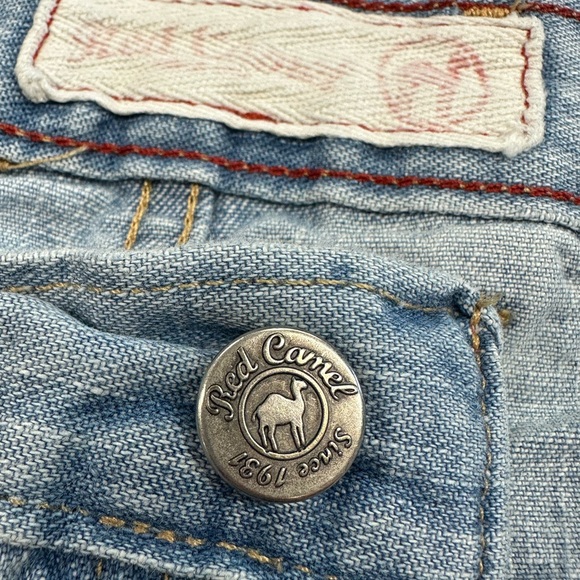 Men’s light fade vintage Red camel denim jeans boot cut jeans size 38/34 - Picture 1 of 12